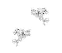 Cute Leaf Stalk Silver Stud Earring STS-6881